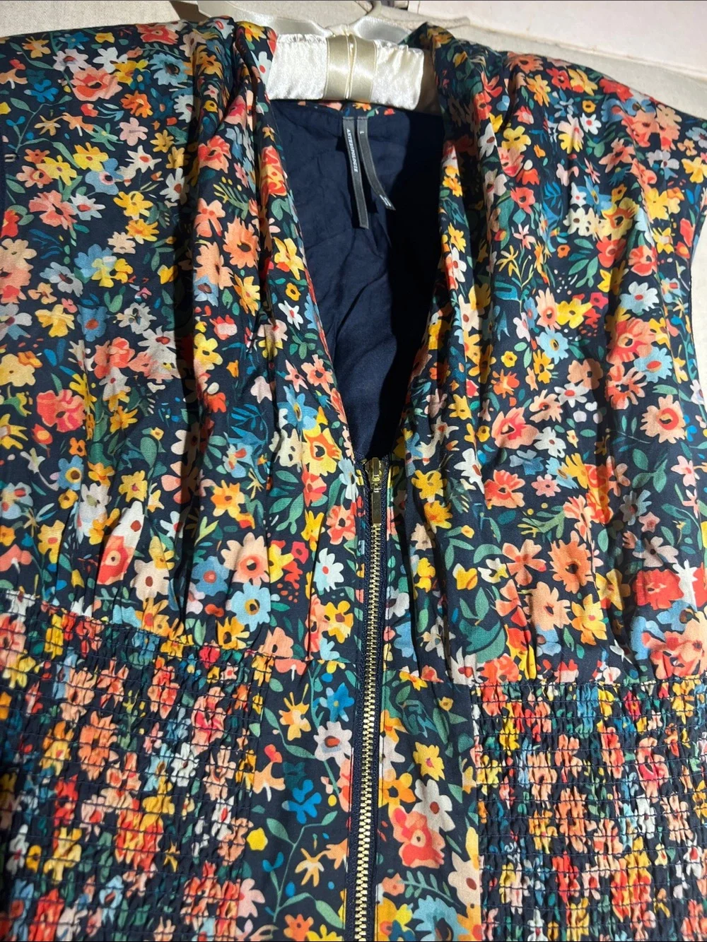 Anthropologie Navy Floral Midi Dress with Multicolor Blossoms NWOT L - Picture 1 of 13